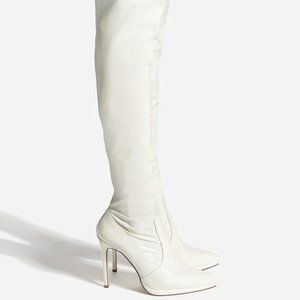 Shoedazzle Lekisha Stiletto Boots Size 7 Bone White Size 7W